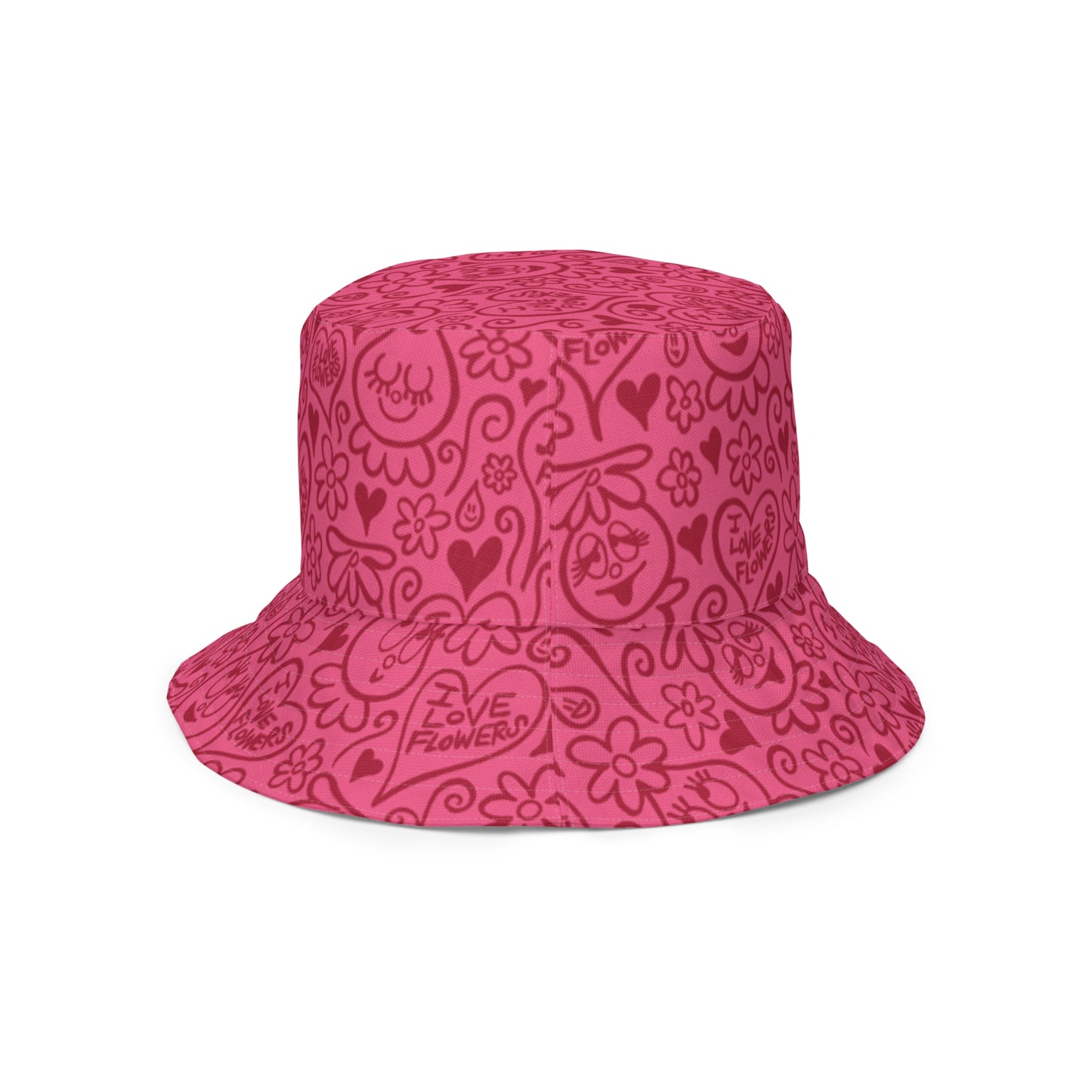 Foofa "I Love Flowers!" Print Reversible Bucket Hat
