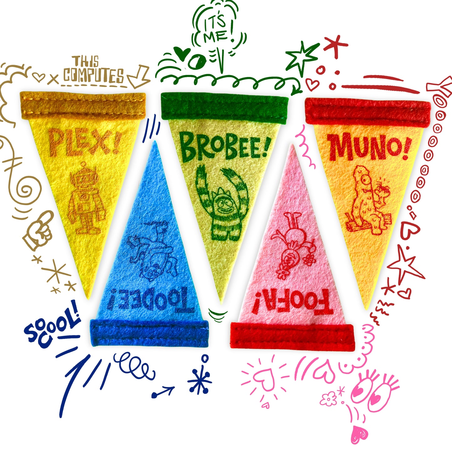 Yo Gabba Gabba! Character Mini Pennant Set by Oxford Pennant!
