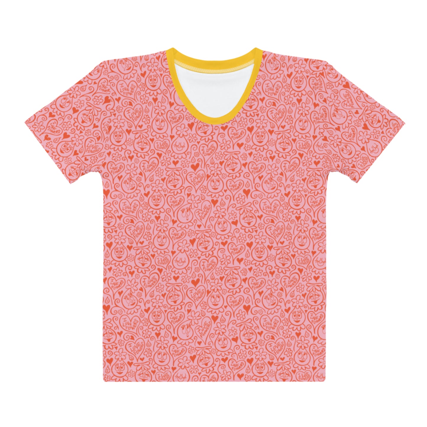 Women's Foofa "I Love Flowers!" Orangello Print Tee