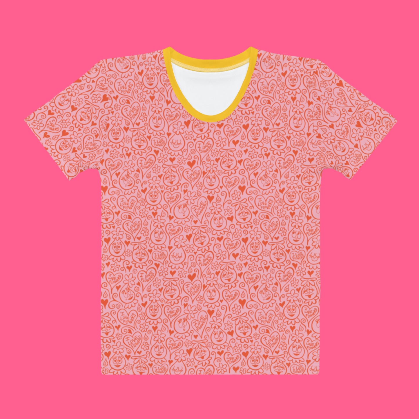 Women's Foofa "I Love Flowers!" Orangello Print Tee