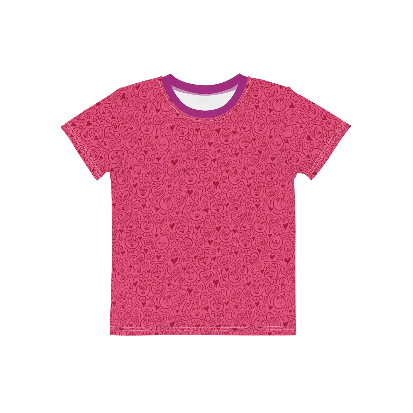 Todder Foofa "I Love Flowers!" Dazzleberry Print Tee