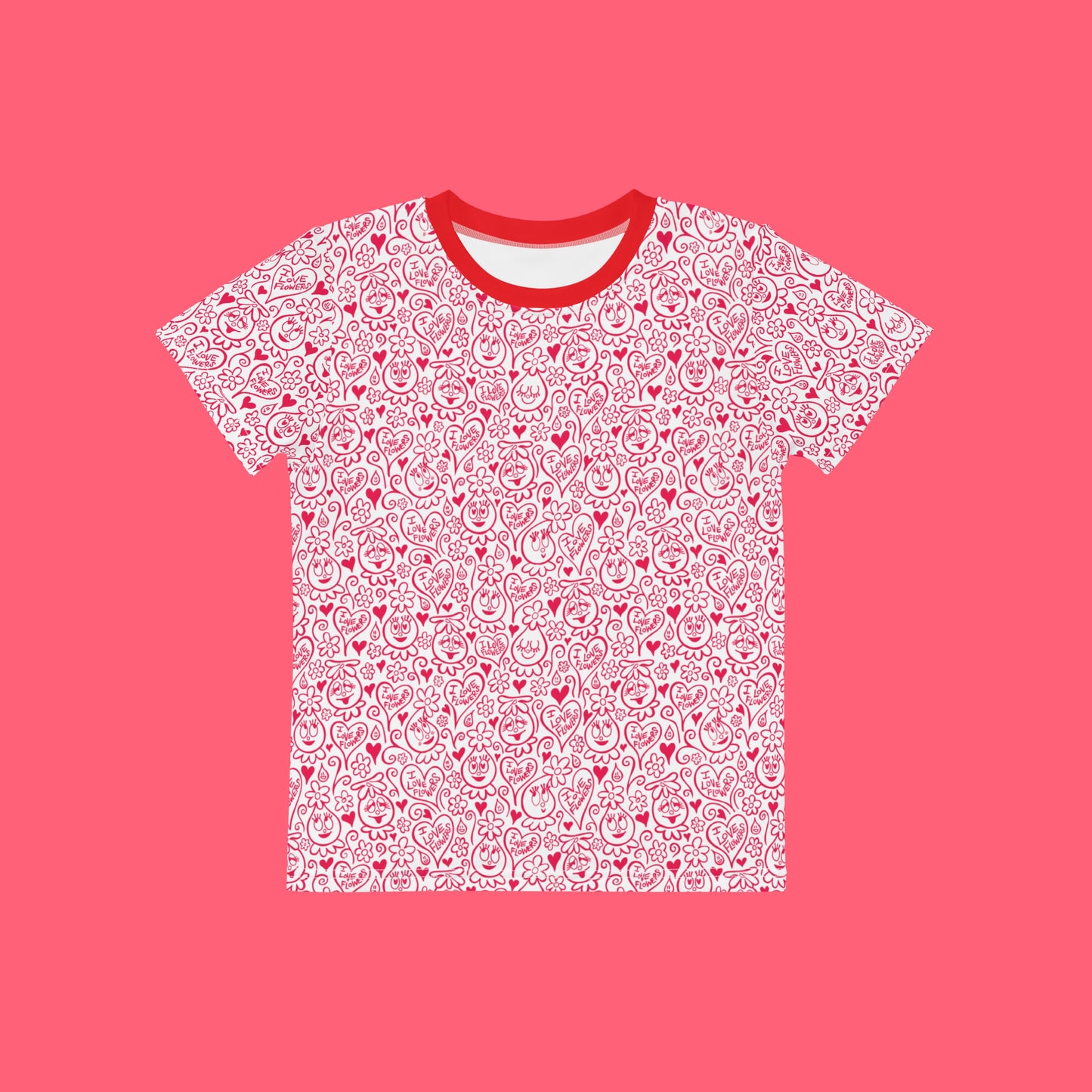 Toddler Foofa "I Love Flowers!" Berries & Cream Print Tee